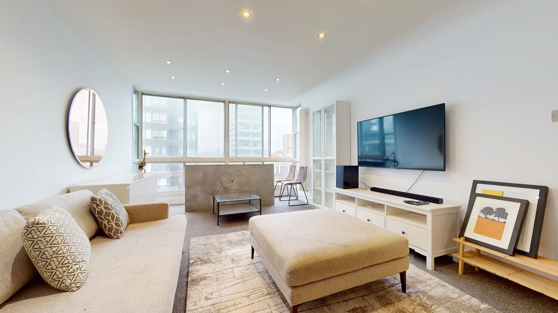 Hyde Park apartment living room with wide windows