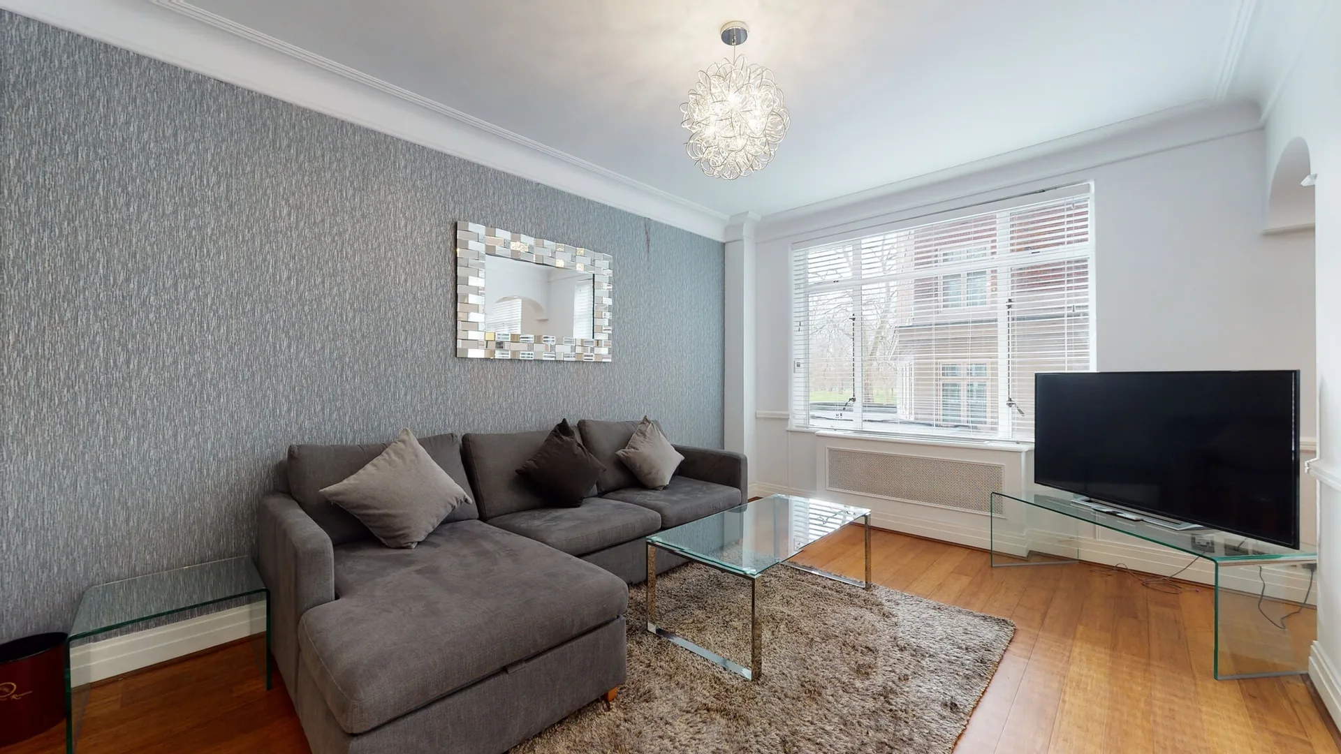 Mayfair apartment living room with a corner sofa