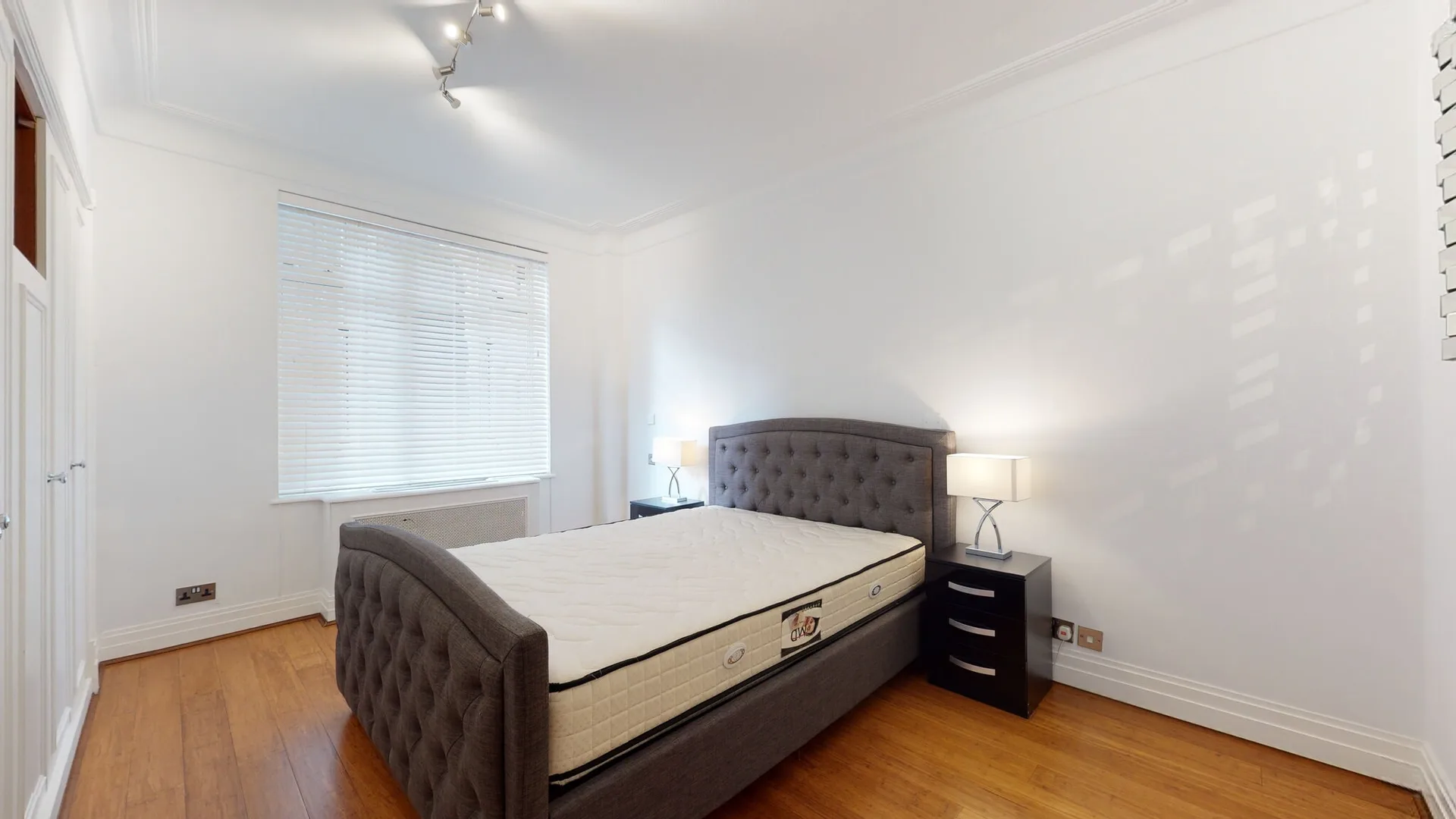 Mayfair apartment bedroom with fitted wardrobes